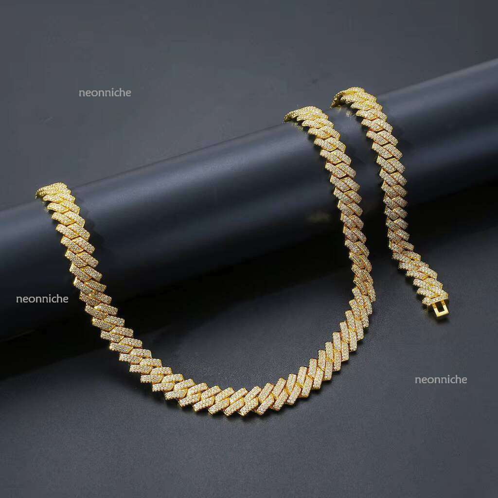 BES Custom Hip Hop Jewelry Iced Out 10-20mm Sterling Prong Setting VVS Lab Moissanite Cuban Link Chain Necklace For Man