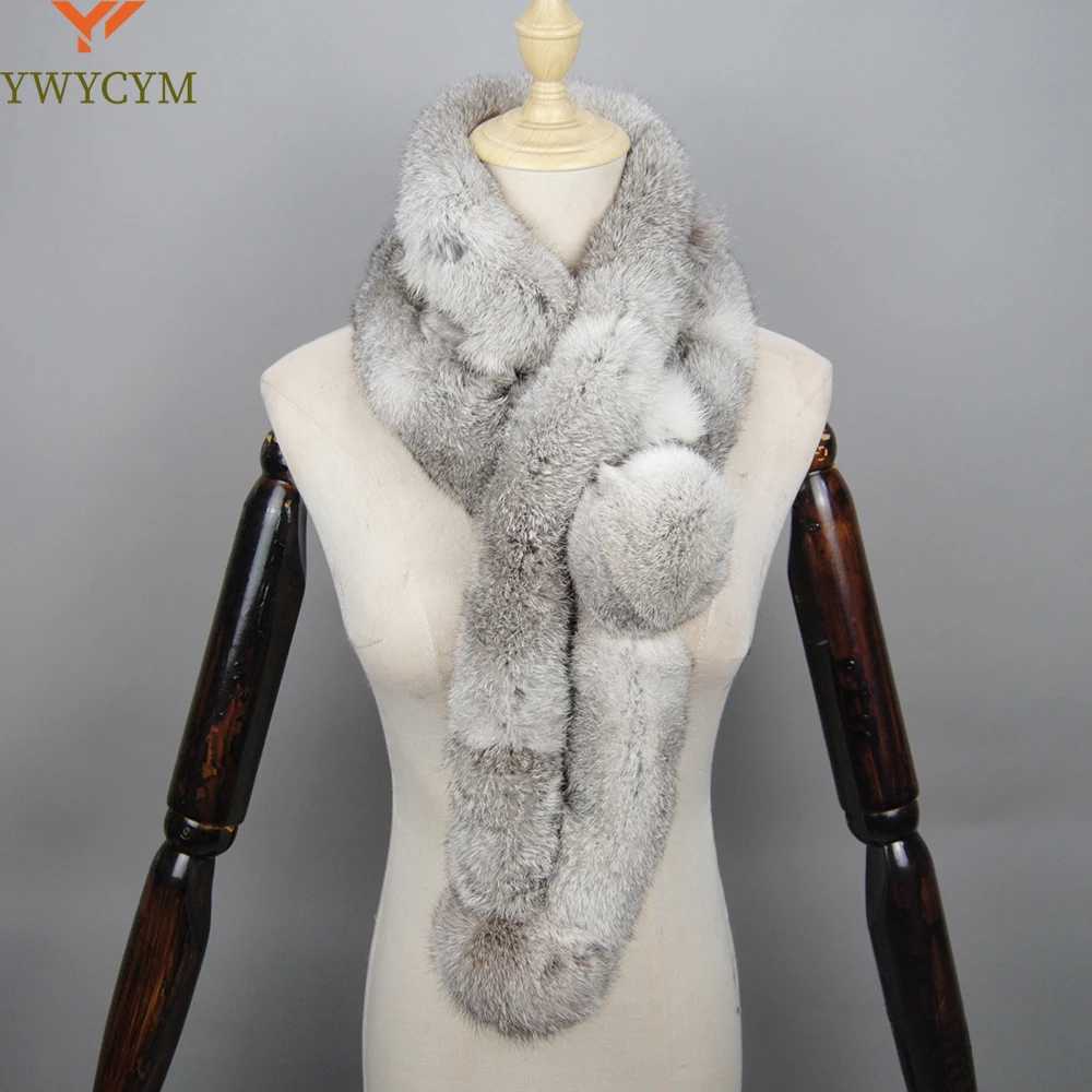 2025 New Arrival Winter Real Rabbit Fur Scarf Women Long Warm Genuine Rabbit Fur Scarves Female Knit Fluffy Pompoms Fur ScarvesJ251129