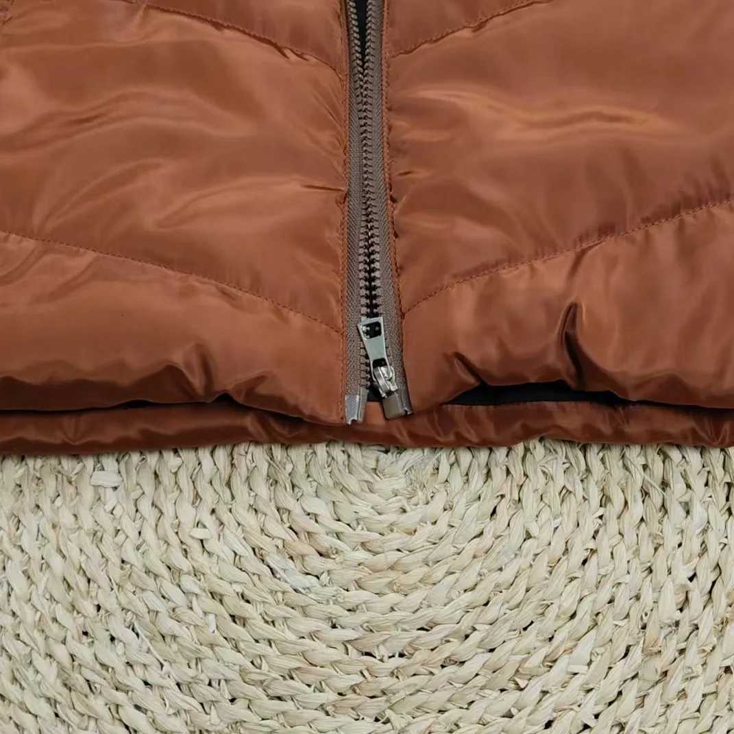 Essential for Womens Autumn Winter Brown Stand-Up Collar Zipper Down Vest - Warm Stylish Essential for Casual OutingsT251129