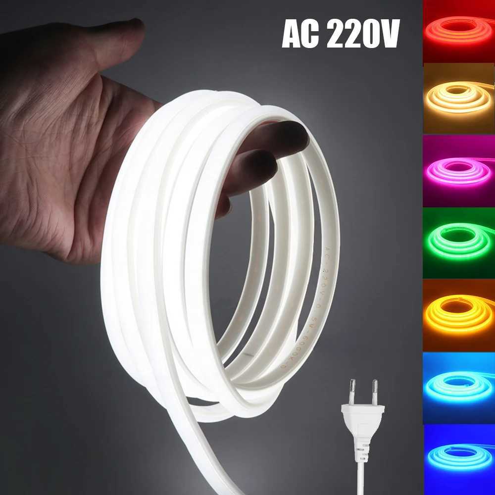 220V COB Strip White /Red /Ice Blue /Pink /Yellow /Purple Waterproof Home Decor Outdoor Lamp Flexible LED Neon Ribbon Light M251129