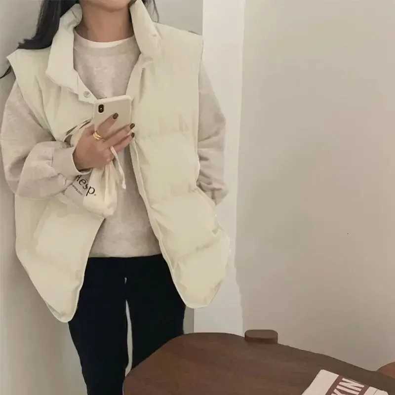 Quilted Puffer Waistcoat Woman Solid Color New Outerwear Clothes Fashion 2025 Down Vest for Women Cold Warm Korean Style CasualT251129