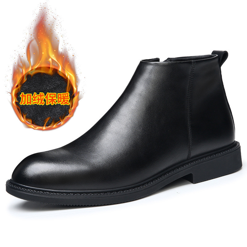 Autumn Winter High Top Mens Short Boots Warm and Velvet Korean Edition Splicing Casual Versatile Martin Boots 240615