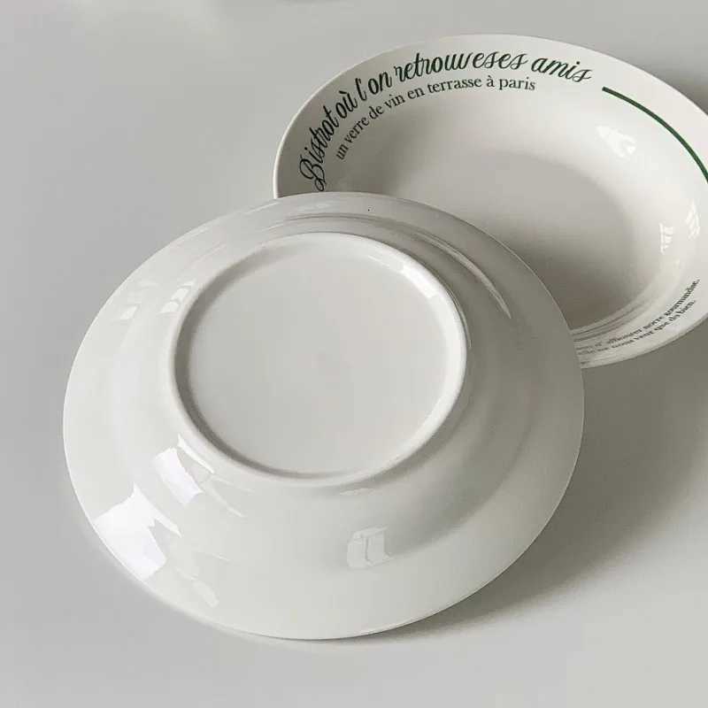 Luxury French letter plate ins high appearance ll ceramic he deep plate Western pasta salad plate breakfast plate Y251129