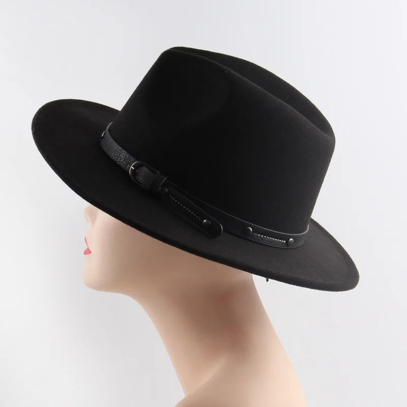 Belt Wool Fedoras Hat For Women Men Winter Autumn Warm Vintage British Style Round Bowler Caps Church Flat Brim Felt Jazz Hats 251228