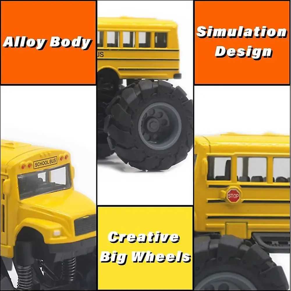 Model Pullback Action Toy Monster Truck Alloy Big Wheels Play Vehicle Car Gifts for Boys Girls Monster School Bus Die Cast Metal J251129
