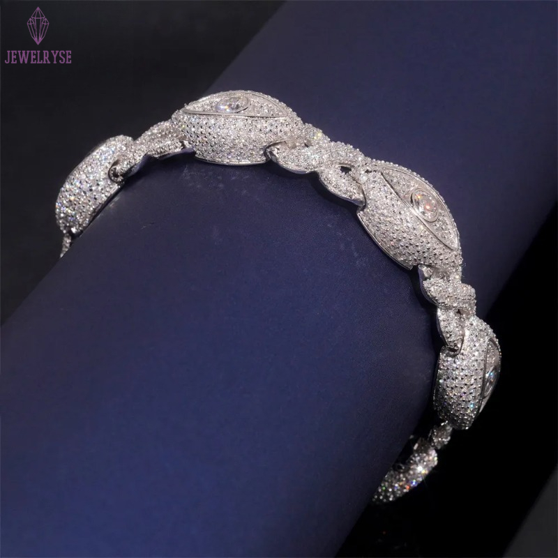 Pass Diamond Tester 925 Silver Gold Plated Hip Hop Jewelry Custom Infinite Eyes 8-character Chain VVS Moissanite Cuban Bracelet