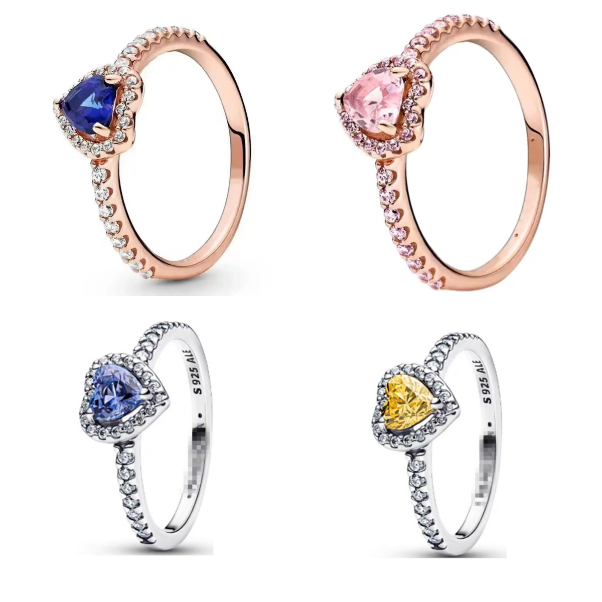 Rose gold Pink stone Engraved Love Heart Rings with Retail Box Real 925 Silver CZ diamond Women Wedding Nail Engagement Promise Ring Factory wholesale