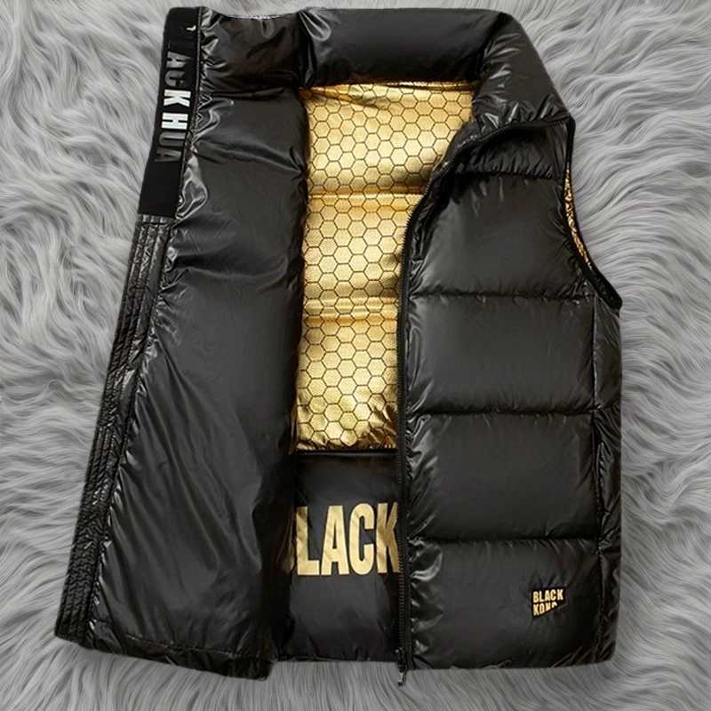 Autumn Winter Black Gold Down Cotton Vest For Women And Women Large Size Short Zipper Puffer Waistcoat Casual Sleeveless ParkasT251129