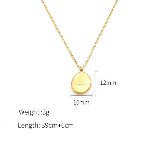 DHCollections Custom Stainless Steel Clavicle Chain Women's Superior Sense Country Tide Geometric Irregular Oval Lettering Pendant Necklace