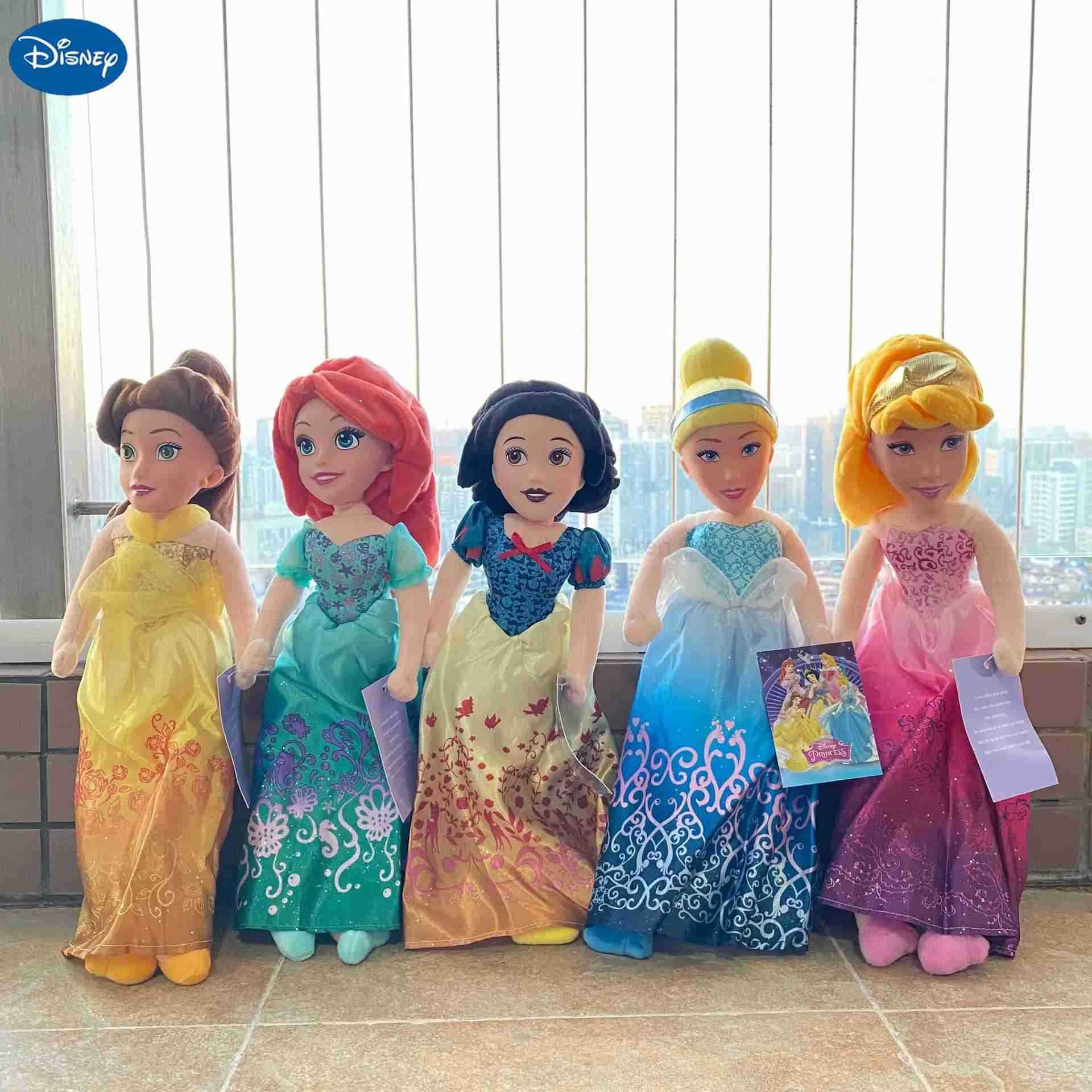 Disney 20cm Disney Princess Series Plush Toy Snow White Cinderella Doll Birthday Party Room Decoration Doll Gift W250429