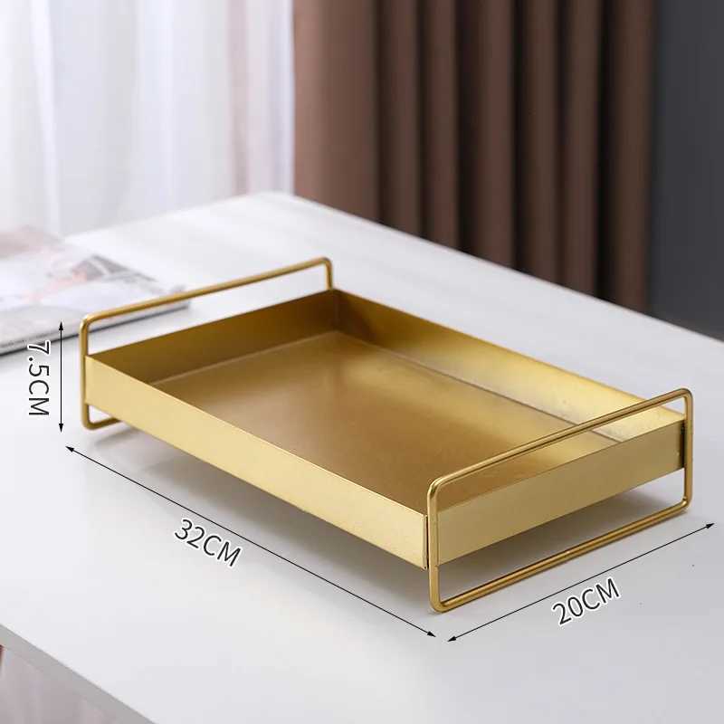 1PC Nordic Metal Tray Dried Fruit Plate Snack Fruit Dish Rectangular Snack Tray Storage Plate With Lid Dessert Tray Y251129