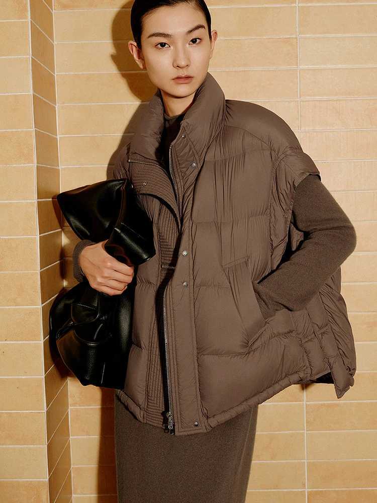 Autumn Winter Stand Collar Warm Puff Down Vest Women Sleeveless White Duck Down Vest Female Double Zipper Thick Waistcoat CoatT251129