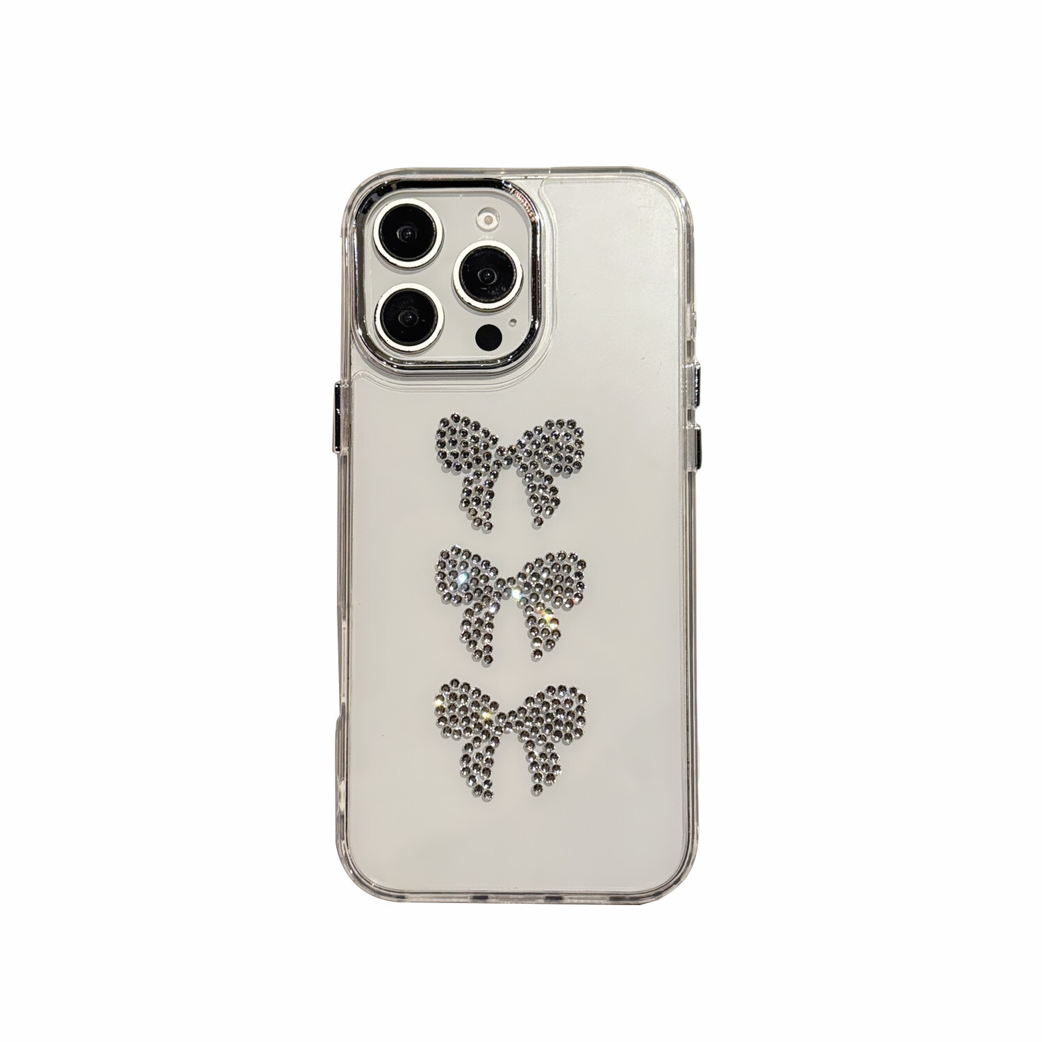 Bow Transparent Phone Case iPhone 16 Pro Max Compatible with Apple 15/14/13 Pro Rhinestone Hard