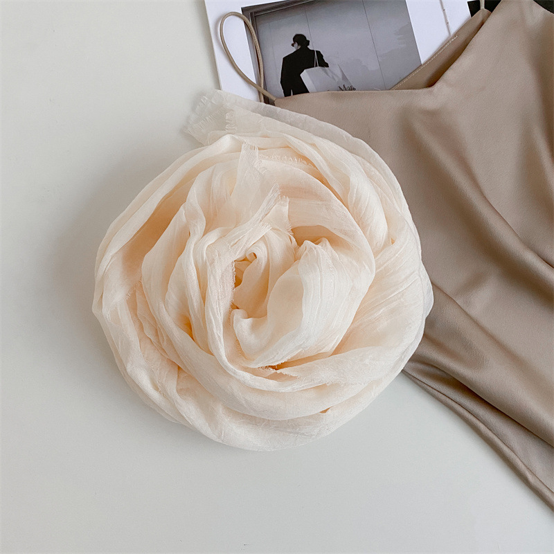 K572 Thin women's desert shawl color winning cotton and linen beige versatile scarf Xinjiang travel sunscreen scarf