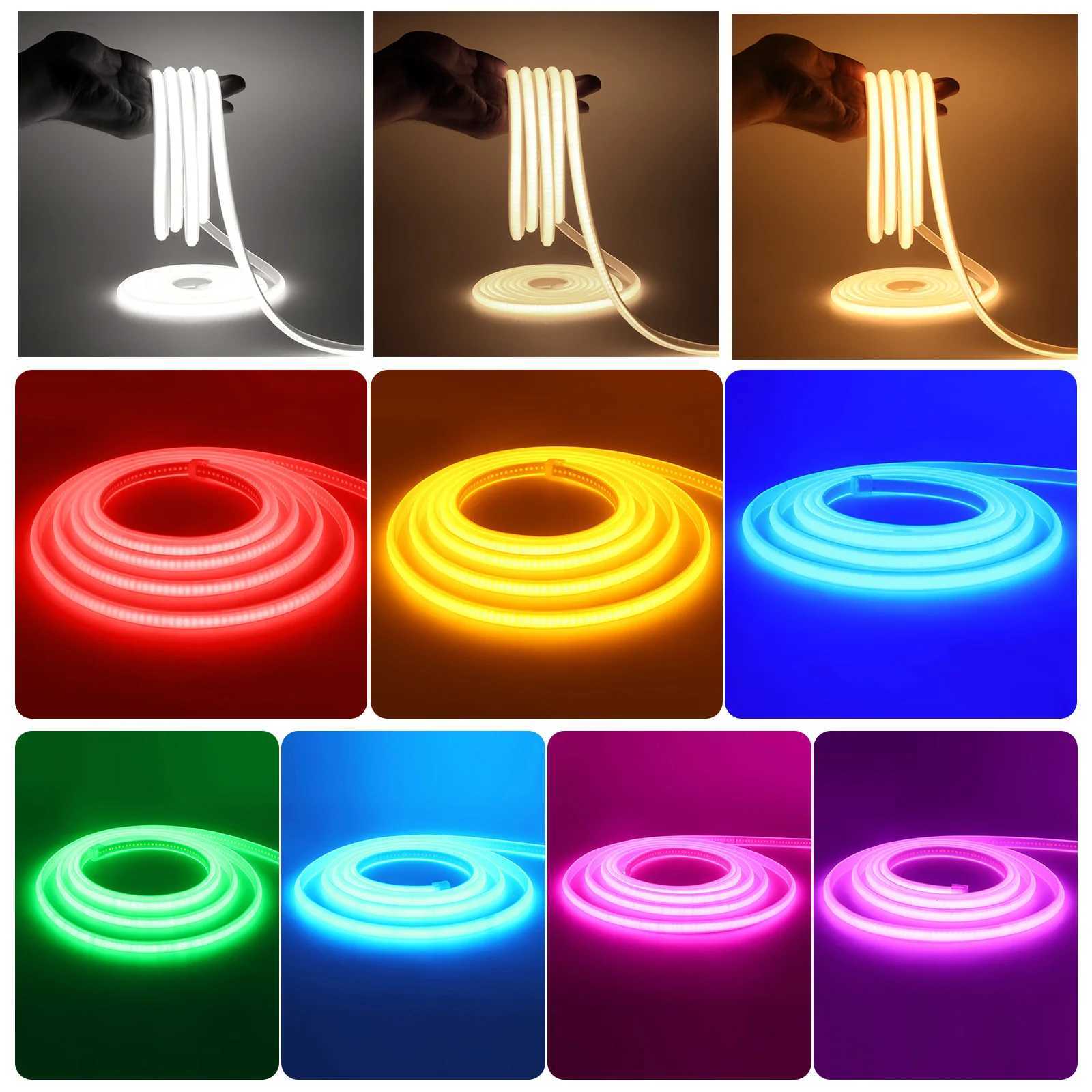 220V COB Strip White /Red /Ice Blue /Pink /Yellow /Purple Waterproof Home Decor Outdoor Lamp Flexible LED Neon Ribbon Light M251129