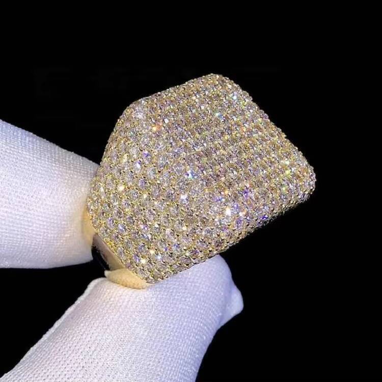 Multiple Choice Hot Sale Custom Iced Out Hip Hop Men Ring Vvs Moissanite 925 Sterling Silver Moissanite Engagement Ring Men