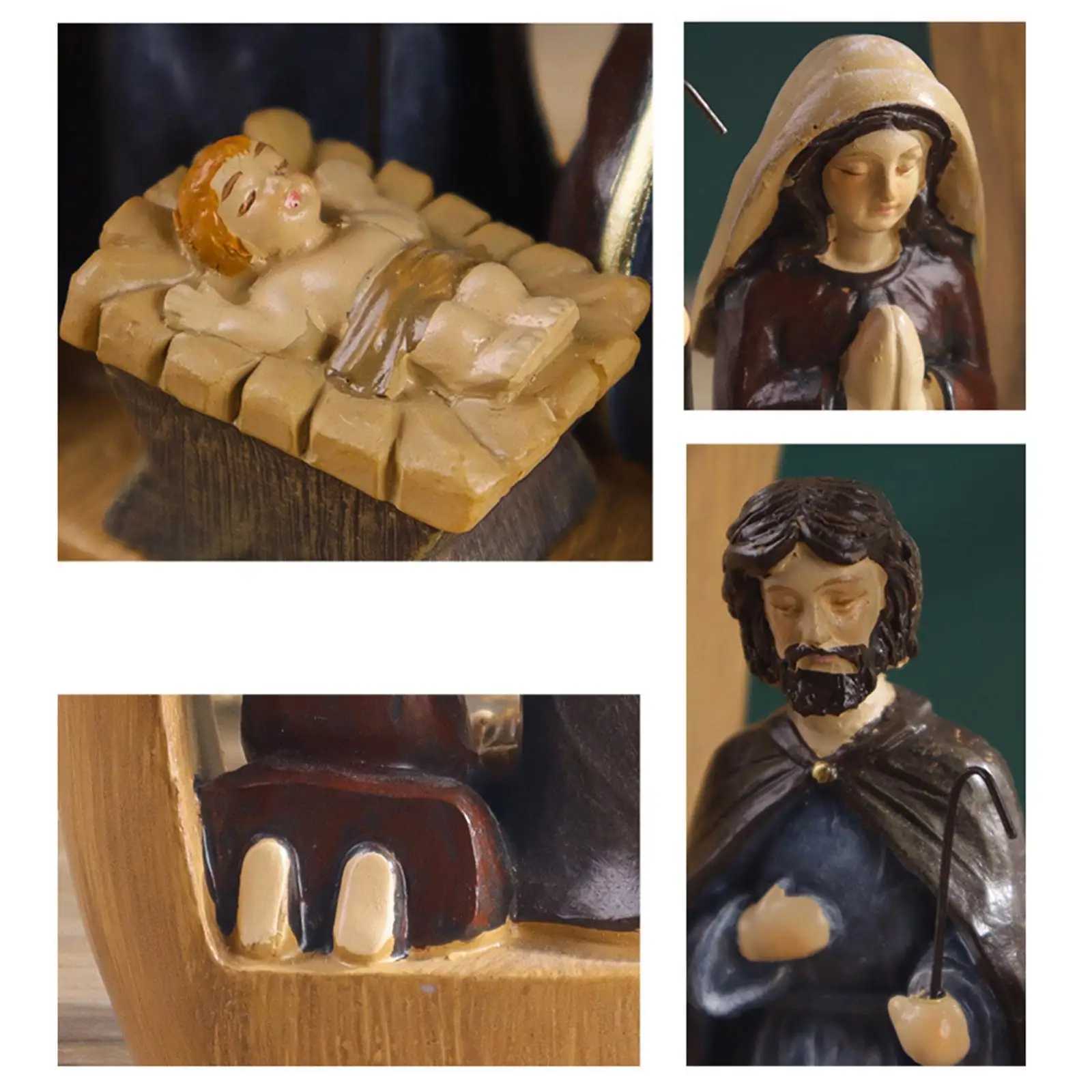 Nativity Scene Figurine Christmas Desktop Statue Religious Collection Gift Tabletop Scpture for Desk Off Bookshelf Decor H251129