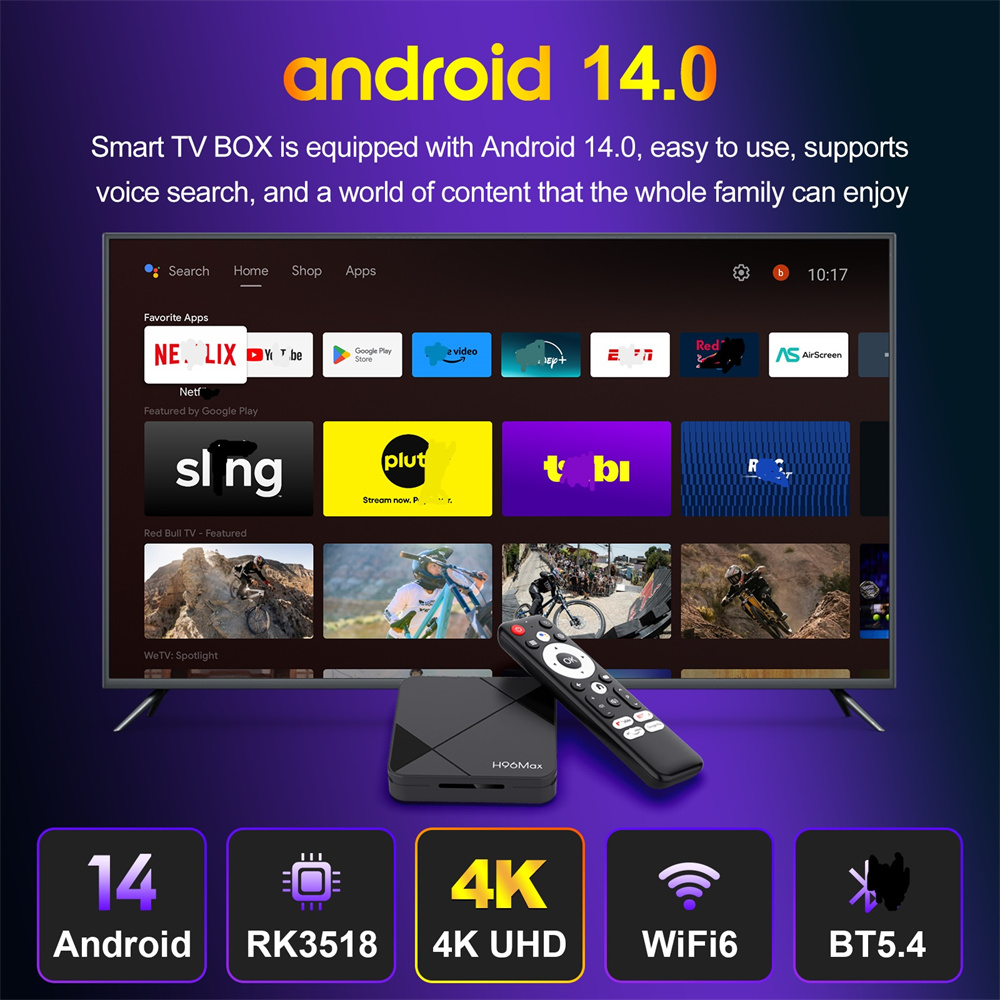 Ship From France New H96 Max Smart TV Box Android 14 RK3518 4K HD Support 2.4G/5G BT5.4 Support Streaming Voice Android TV Box