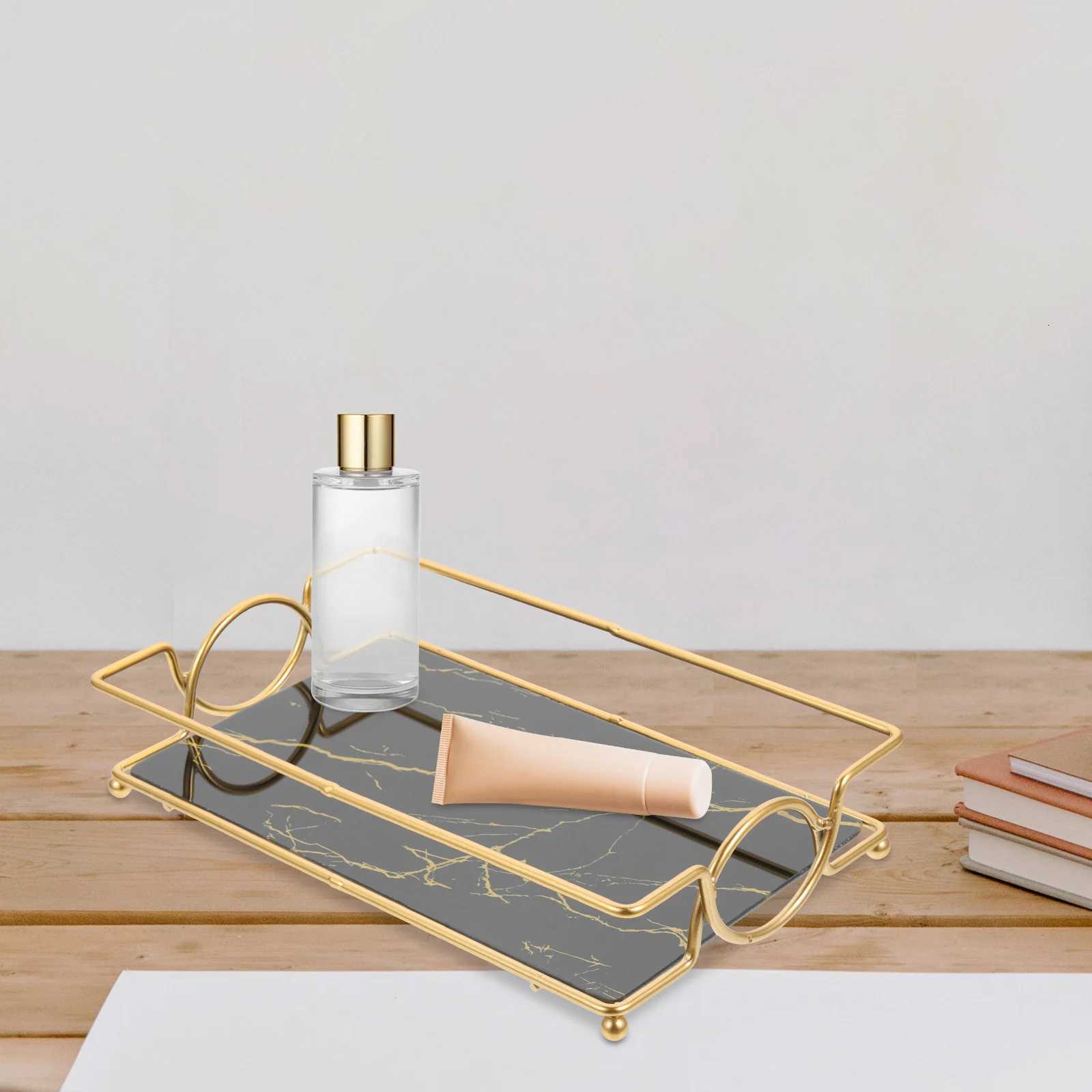Bathroom Trays with Iron Frame Perfume Tray for Dresser Bathroom Countertop Tray Makeup Organizer Cosmetics Storage Y251129