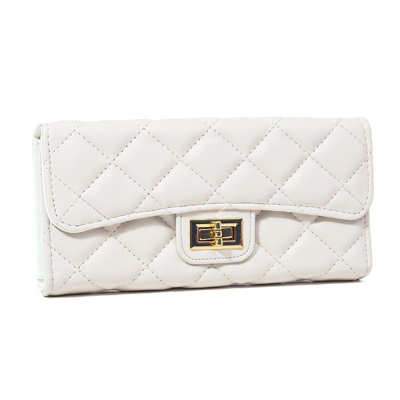 2025 new Wholesale women's rhombus-patterned wallets long three-fold PU leather clutch bags large-capacity coin purses simple card holders