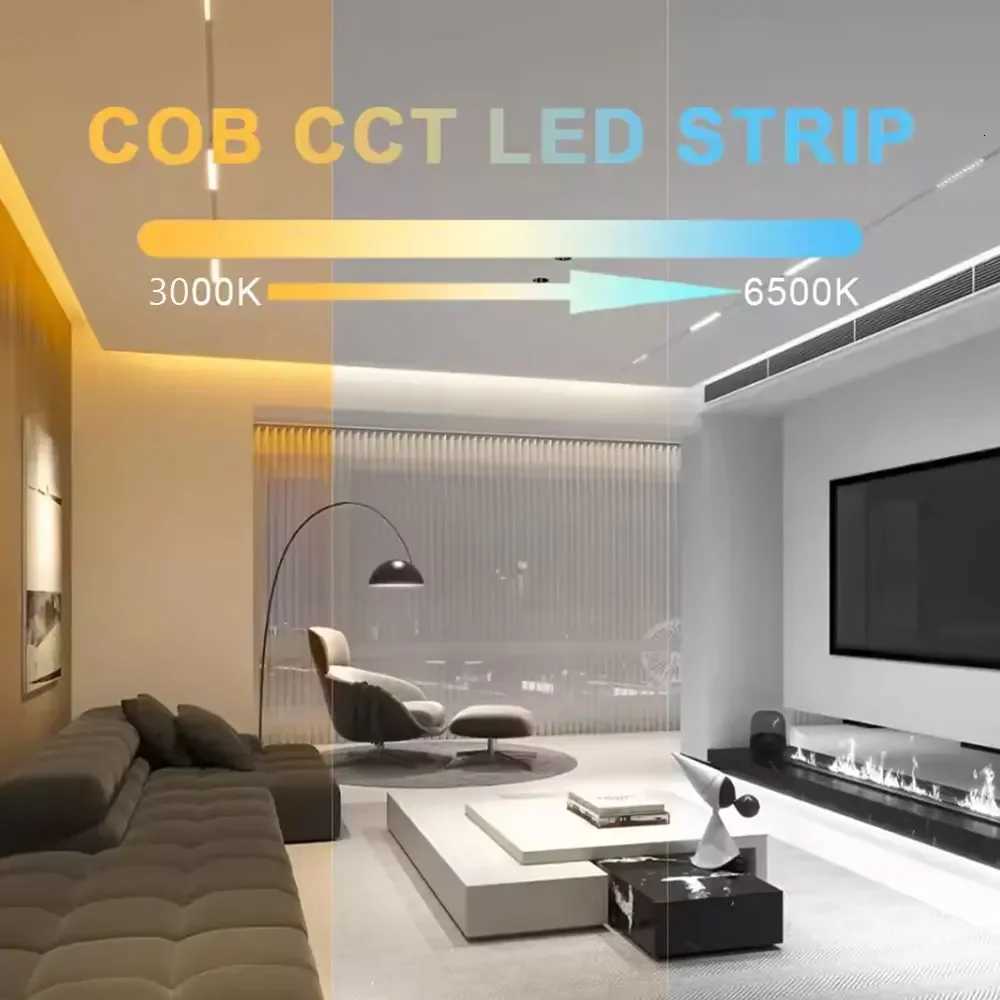 COB LED Strip Flexible High Density LED Strip 3mm COB Bar LED Light Warm 3000K White 6500K for Bedroom Kitchen Home M251129