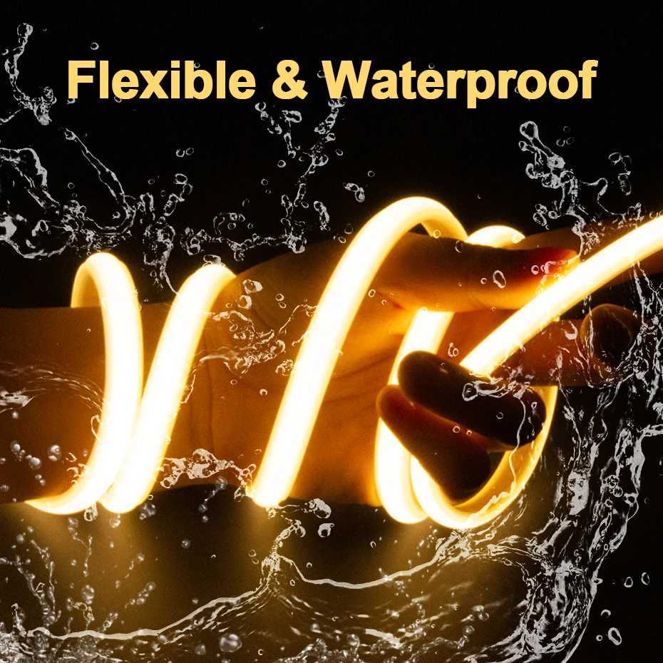 220V COB LED Tape Light 288LEDs/m Flexible IP65 Waterproof with ON OFF Switch EU AU Plug Warm/Neutral/Cold White for Home Decor M251129