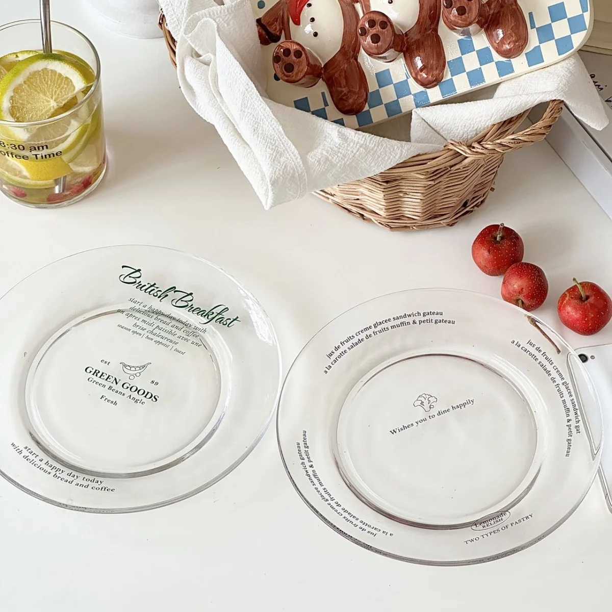Luxury Transparent Plate Simple Letter Dessert Plates Fashion Household Fruit Bread Dish Nordic Kitchen Circar Flat Plate Y251129