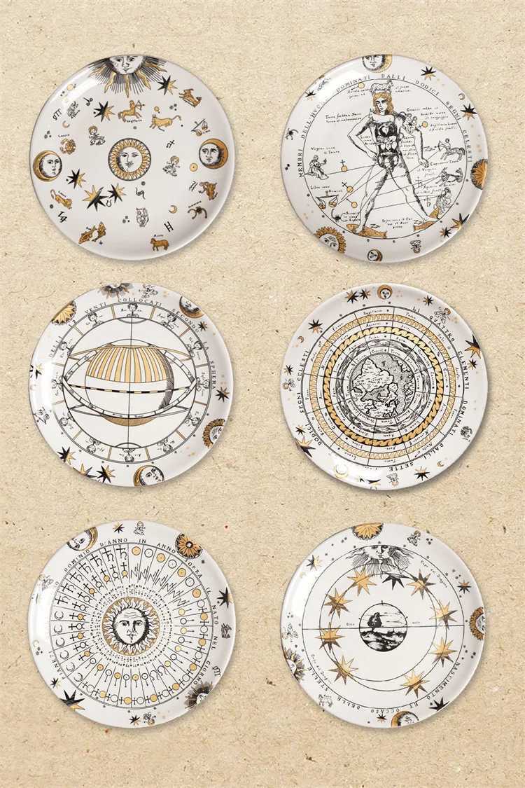 Luxury 8/10 Creative Signs Of The Zodiac Sun Planet Tarot Ceramics Wall Hanging Living Ro Decorative Background Plate Nordic Style Y251129