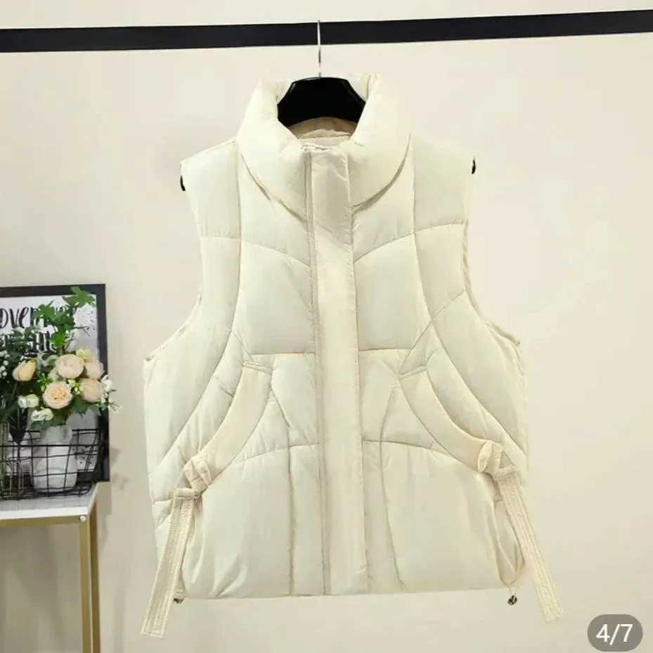 Autumn Winter Women Down Vest Jacket 2025 New Women Sleeveless Waistcoat Stand Collar Women Cotton Vest Coat Women Waistcoat TopT251129