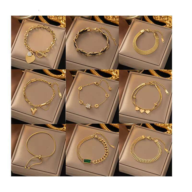 DHCollections Fashion Hot Sale Zircon Titanium Bracelet Gold Plated Stainless Steel Bracelets for Women
