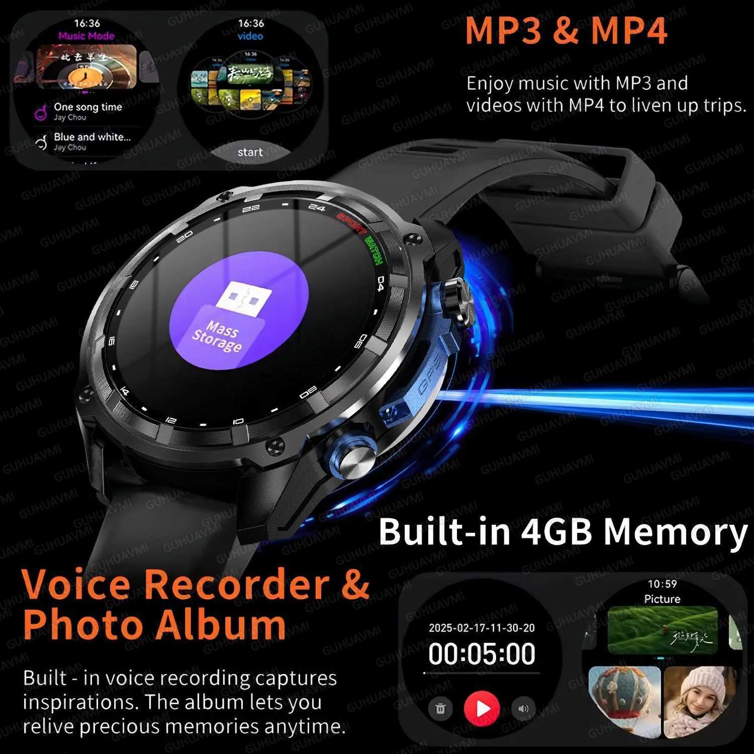 2025 Military Offline map 1000mAh Battery Smart Watch 4GB Big Memory GPS Navigation MP3/MP4 Player Swim Sports trackr Smartwatch M251129