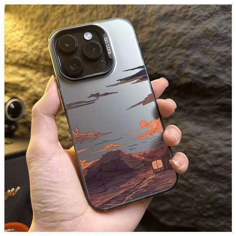 Anime Sunset is suitable for iPhone 16 phone case, Apple 15 Promax, new 14 Plus/13 anti drop 12