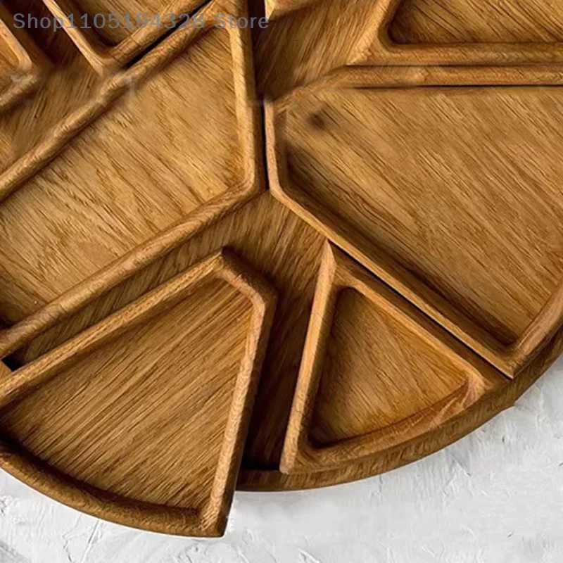 1PC 25cmx25cm Round Divided Wood Serving Tray Snack Dessert Platter Fruit Appetizer Plate For Candy Nuts Appetizers Y251129