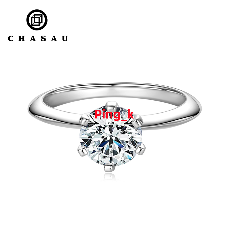 Custom 05CT 1CT 2CT 3CT Vvs D 925 Sterling Silver Solitaire Moissanite Wedding Engagement Ring for Women with Gra Certificate