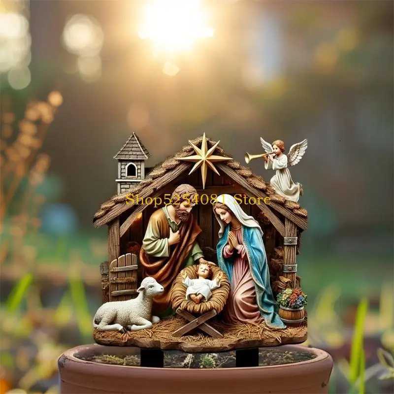AXYC Rustics Styles Holy Family Nativity Statues and Marys Jesuses He Figurines Christmas Decorations Wen Men H251129