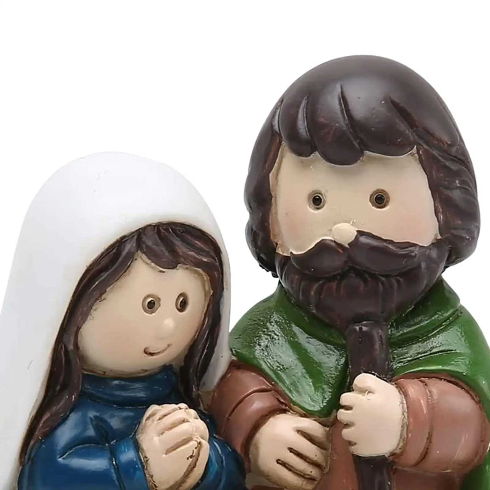 Holy Family Figurine He Deor Baby Jesus Mary Mother Christmas Nativity Set Ornament for Church Living Ro Off H251129