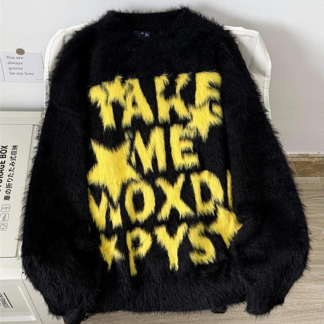 American Style Letter Jacquard Crew Neck Sweater for Men and Women Autumn and Winter Trendy Brand Lazy Style Cleanfit Knitted Sweater 241114