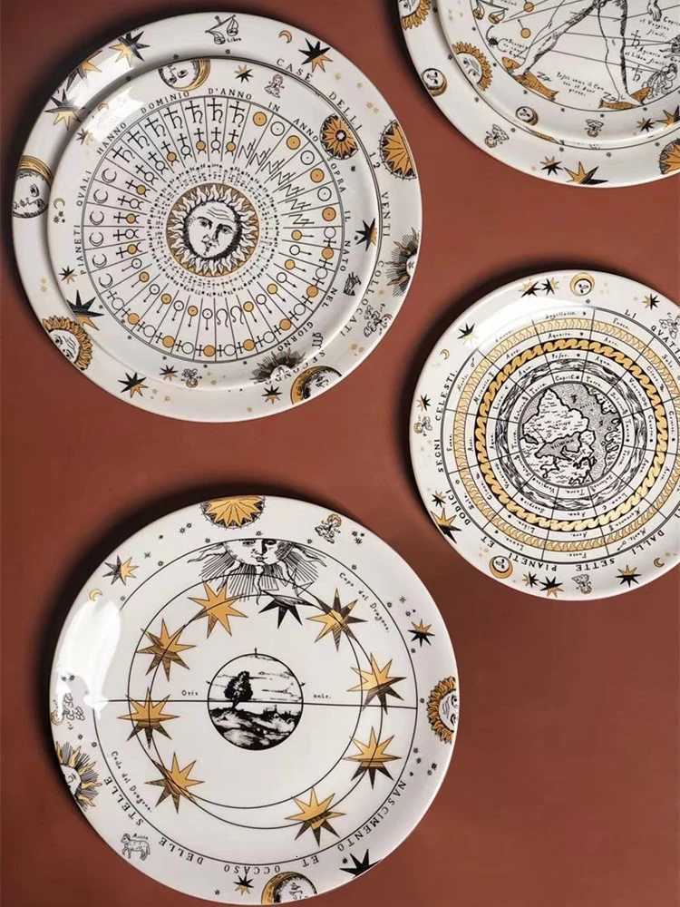 Luxury White Face Sun Hanging Plate Ceramic Round Wall Decoration European Art Wall Decoration 10 Inches Craft Fruit Dessert Plate New Y251129