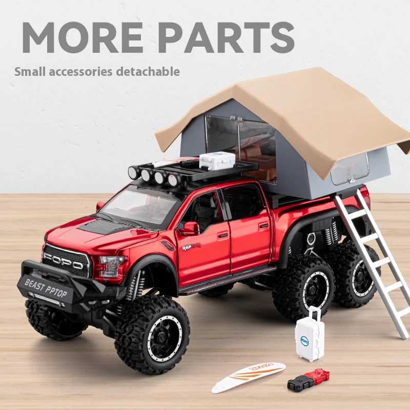 124 Raptor Pickup Truck Model Removable Simulated Alloy RV Off-road Toy Car With Sound and Light Boys Birthday Gift J251129