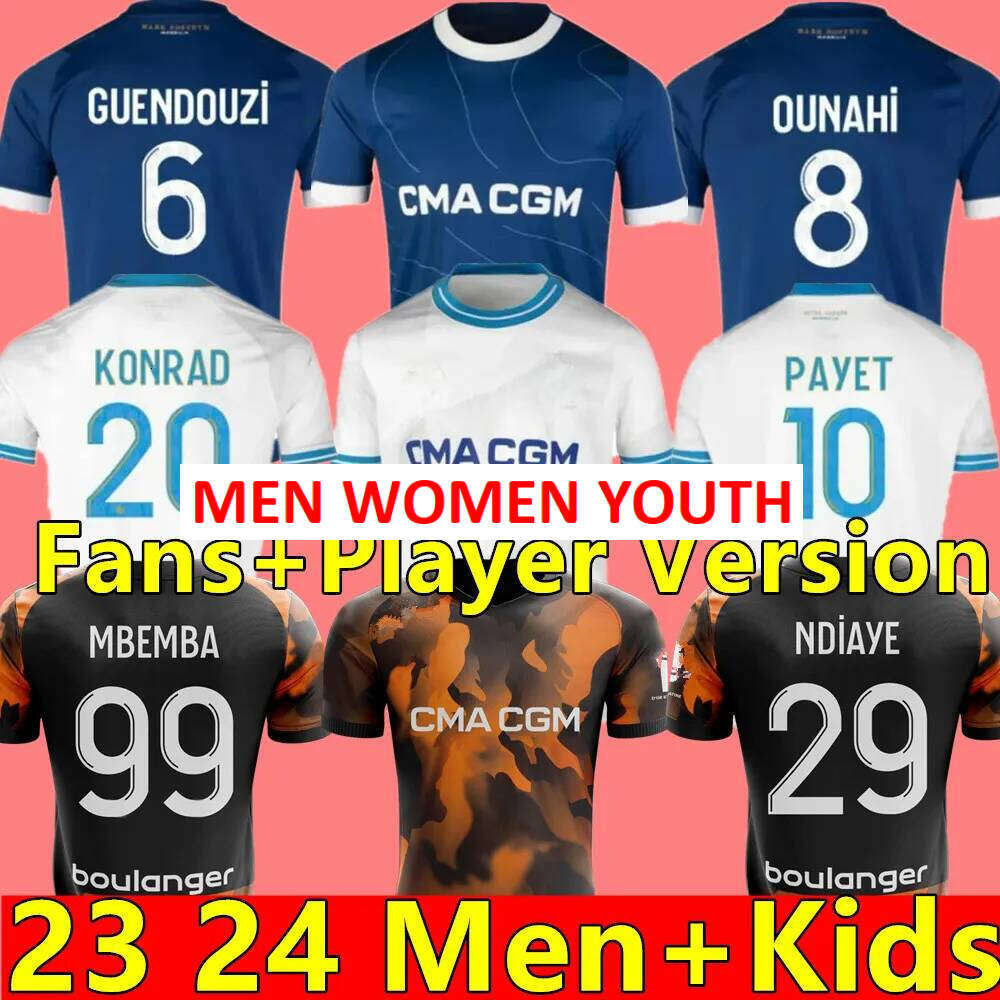 2023 2024 maillot MarseilleS soccer jerseys foot CUISANCE GUENDOUZI ALEXIS PAYET CLAUSS football shirts men kids VERETOUT Under OM Olympique Vitinha fans player