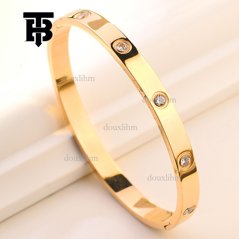 TB BHULAMTE Designer Fashion Titanium Steel Bracelet Luxury Simple Elegant High End Diamond Set Shining Ins Non Fading Rose Bracelet Jewelry Can Take  - view 8