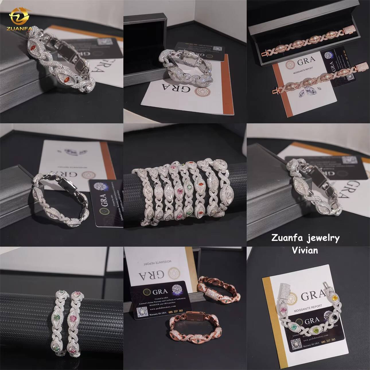 D Color VVS Moissanite Diamond Luxury Miossanite Hip Hop Fine Jewelry Sterling Silver 925 Miami Cuban Link Chain Bracelet
