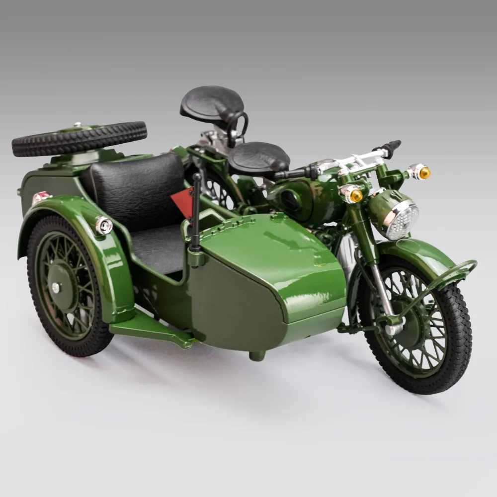 Diecast 110 Sidecar Trike Model Simulation Alloy Sound Light Toy Car Retro Ornaments Collection Miniature Voiture Boy Gift J251129