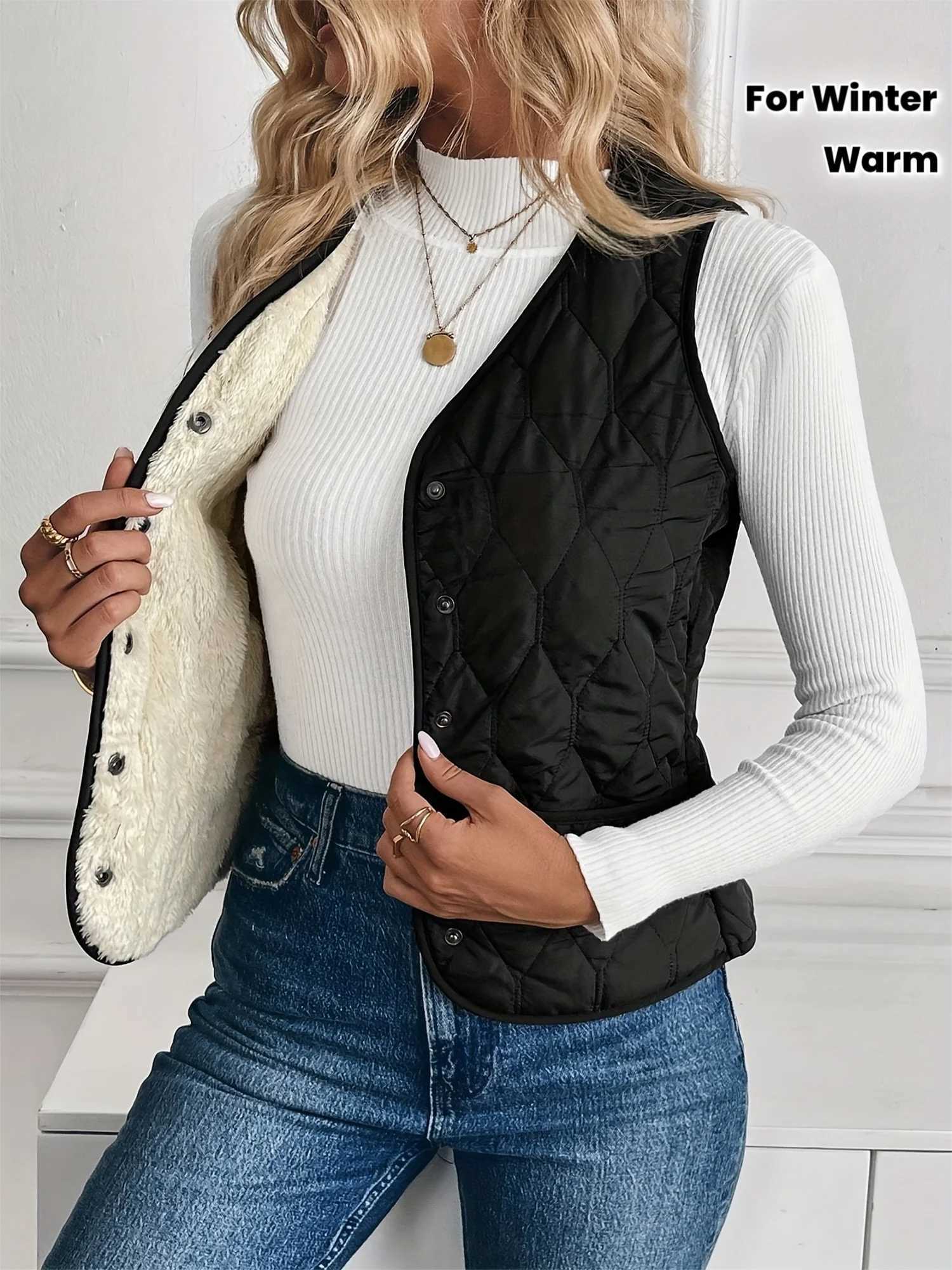 Womens Warm Lined Jacket Winter Clothing Womens VestT251129