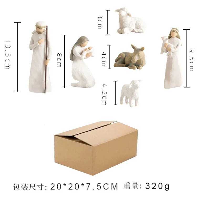 Christmas Crib Figures Jesus Nativity Scene Set Manger Crib Gift Sagrada Familia Catholic Living Ro Desk Decoration He Decor H251129