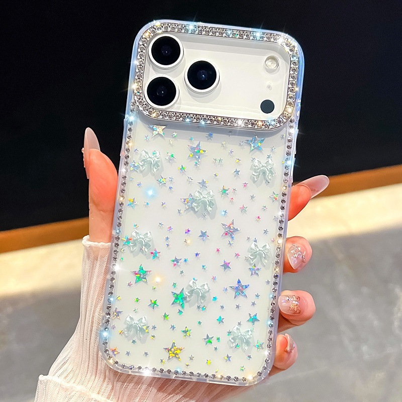 Bow Phone Case iPhone 17 Pro Max Compatible with Apple 16/15 Pro Edge Diamond Protective Case