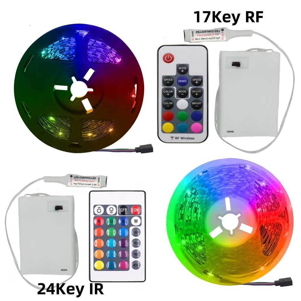 3AA Battery Power RGB Led Strip Light 5V 5050 with 3/17/24Key Remote Control Flexible Tape Waterproof Led Light TV Backlight M251129
