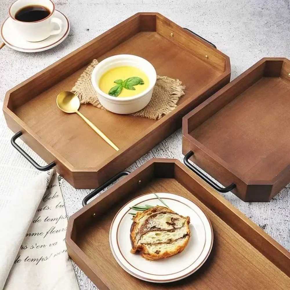 Food Trays Vintage Wooden Pallet Large Capacity Elegant Bread Tray Exquisite Eating Basket Kitchen Y251129