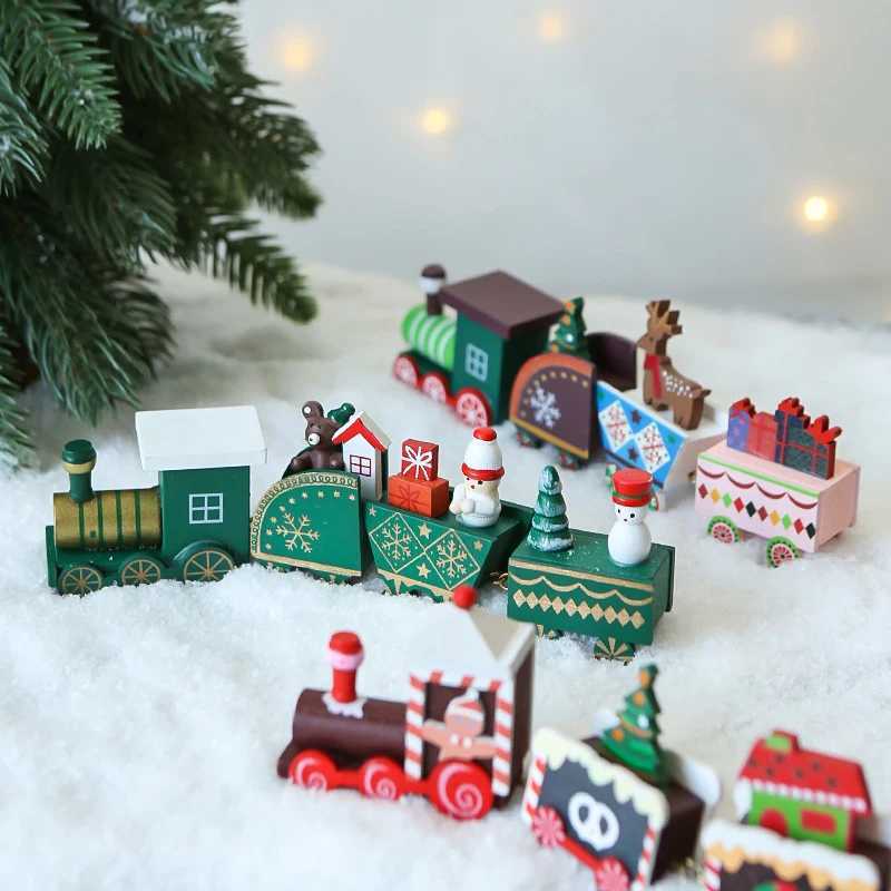 Christmas Train for Christmas Tree Decoration Wooden Train Ornament Xmas Party Christmas Decorative Train New Year Decor navidad J251129