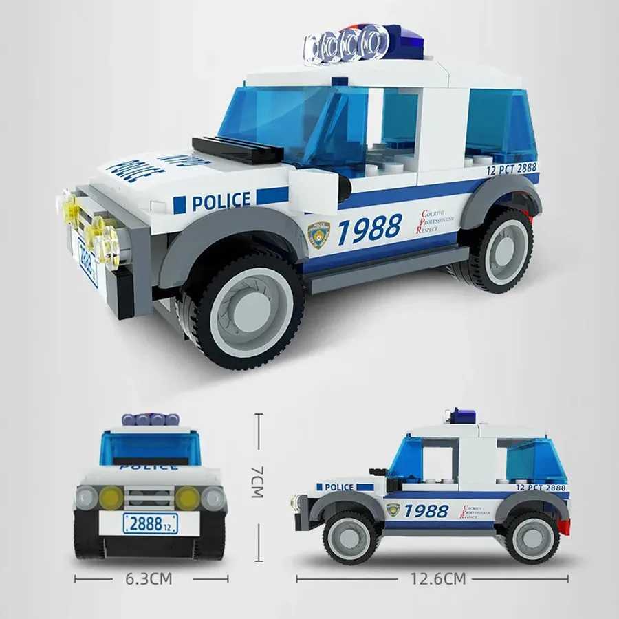 5 Style City Police Car Truck Engineering Vehicle Building Block Car Model Children Diy Bricks Set Toy Kids Gift J251129